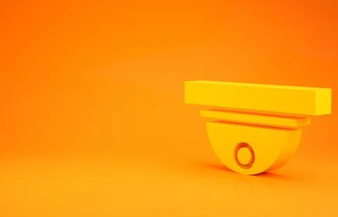 Yellow Motion sensor icon isolated on orange background. Minimalism concept.  Stock Illustration