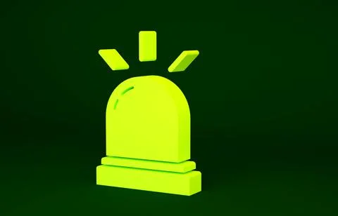 Yellow Motion sensor icon isolated on green background. Minimalism concept. 3 Stock Illustration