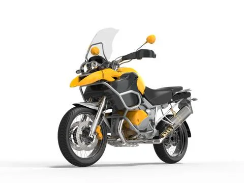 Yellow motorcycle - studio shot Stock Illustration