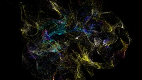 Yellow moving background particles. Slow motion of flying colorful particles Stock Footage 254285431