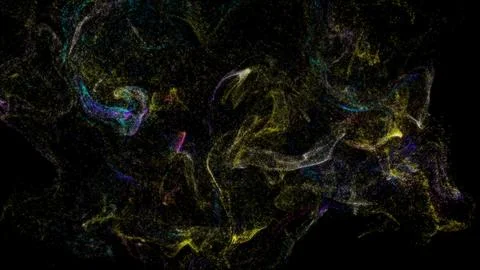 Yellow moving background particles. Slow motion of flying colorful particles Stock Illustration