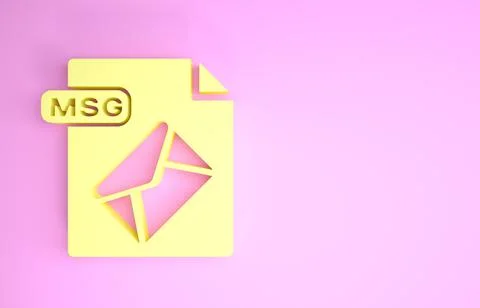 Yellow MSG file document. Download msg button icon isolated on pink backgroun Illustrazione stock