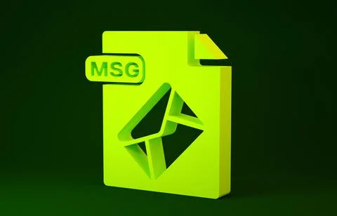 Yellow MSG file document. Download msg button icon isolated on green backgrou 스톡 일러스트