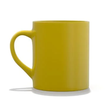 Yellow mug Mockup standing on the surface. 3D Stock Illustration