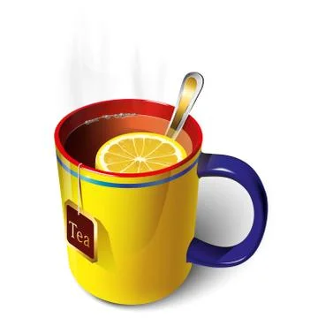 Yellow mug of tea Stock Illustration