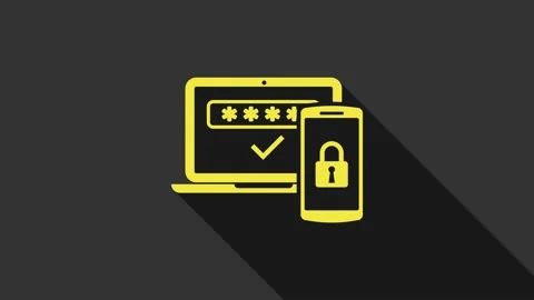 Yellow Multi factor, two steps authentication icon isolated on grey background Stock Footage 147694582