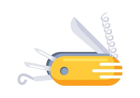 Yellow Multi Tool Pocket Knife Open Showing Tools Stock-Illustration