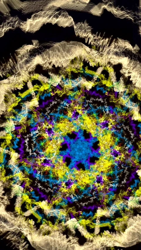 Yellow multicolored swirling pattern of curved shapes and strokes Video stock 338411008