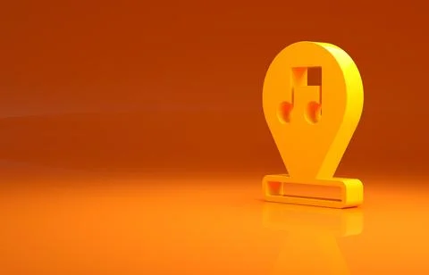 Yellow Music note, tone icon isolated on orange background. Minimalism concept Stock Illustration