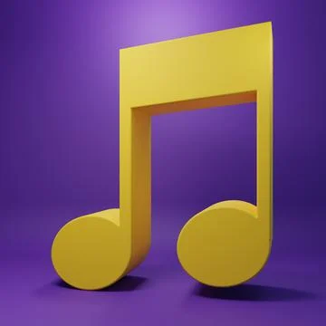 Yellow Music note, tone icon isolated on purple background. Minimalism conc.. Stock Illustration