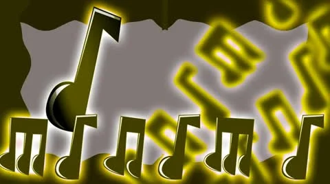 Yellow Music Notes Stock Footage 12396241