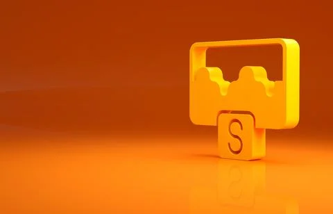 Yellow Music wave equalizer icon isolated on orange background. Sound wave Stock Illustration