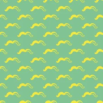 Yellow mustache seamless vector pattern on green Illustrazione stock