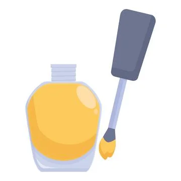 Yellow nail polish bottle open showing brush applicator for beauty treatment Stock Illustration