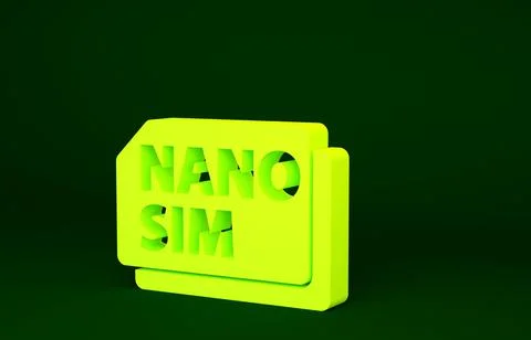 Yellow Nano Sim Card icon isolated on green background. Mobile and wireless c Stock Illustration