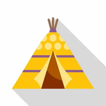 Yellow native american teepee vector flat design icon Stock Illustration