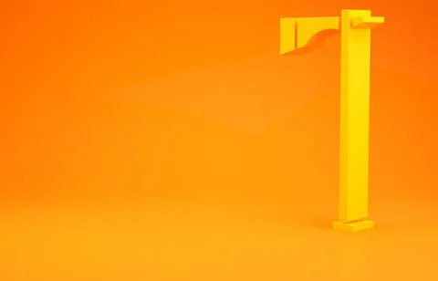 Yellow Native american tomahawk axe icon isolated on orange background. Minim Stock Illustration