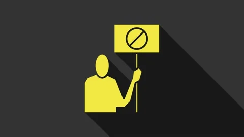 Yellow Nature saving protest icon isolated on grey background. Earth planet Stock Footage 147700432