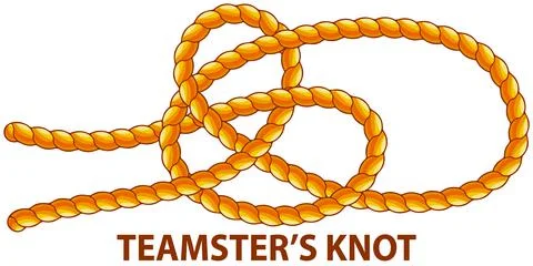 Yellow nautical rope knot, interweaving of ropes, cables, tapes or other Stock Illustration