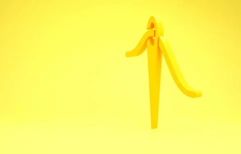 Yellow Needle for sewing with thread icon isolated on yellow background. Tail Stock Illustration