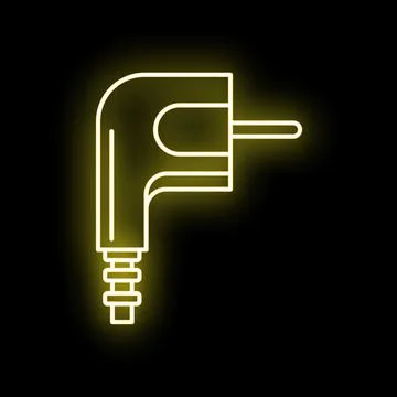 Yellow neon audio jack plug connector icon Stock Illustration