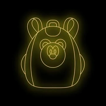 Yellow neon bear backpack for schoolchild Stock Illustration