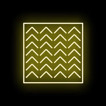 Yellow neon chevron pattern glowing in square frame Stock Illustration