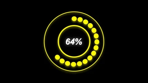 Yellow Neon Circular Progress Bar Showing 100% Percent Complete loading per.. Video stock 321583471