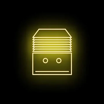 Yellow neon file stack document icon design Stock Illustration