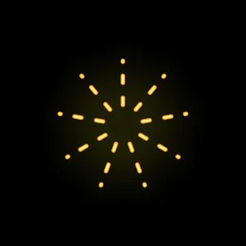 Yellow neon firework exploding on black background イラスト素材