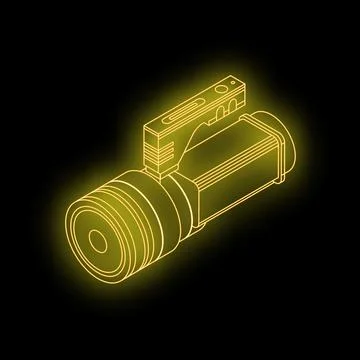 Yellow neon flashlight shining in the dark Stock Illustration