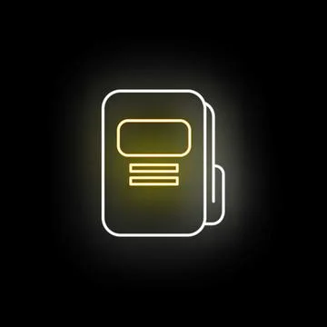 Yellow neon folder icon representing digital organization Stock Illustration