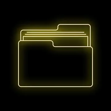 Yellow neon folder storing digital data files Illustrazione stock