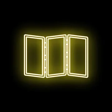 Yellow neon folding screen room divider icon Stock Illustration