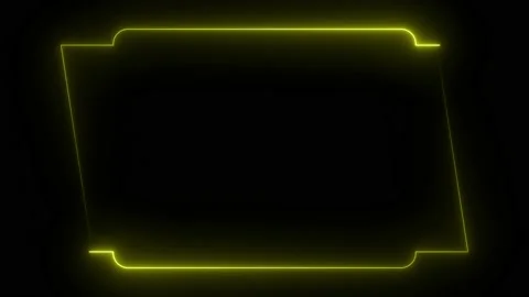 Yellow neon frame lighting on black background. 4K 60Fps Stock Footage 220046524