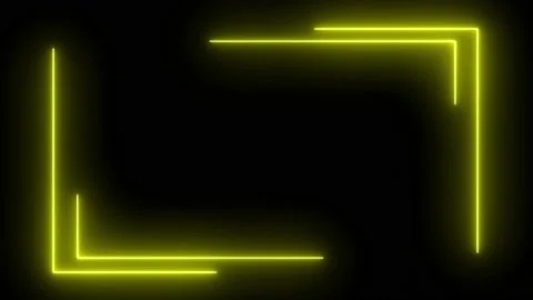 Yellow neon frame lighting on black background. 4K 60Fps Stock Footage 220046528