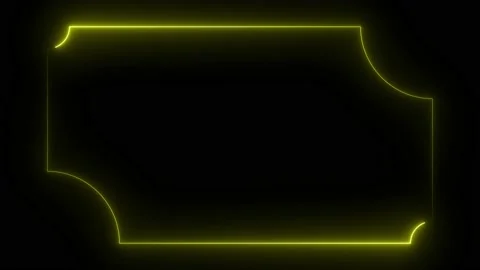 Yellow neon frame lighting on black background. 4K 60Fps Stock Footage 220046538