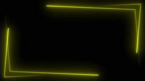 Yellow neon frame lighting on black background. 4K 60Fps Stock Footage 220046539