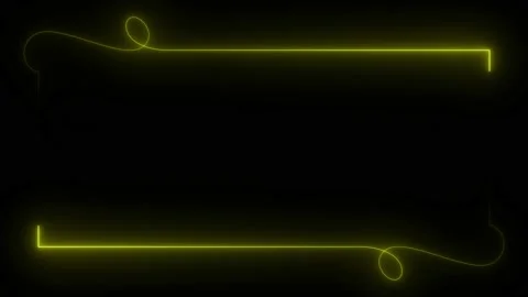 Yellow neon frame lighting on black background. 4K 60Fps Stock Footage 220046582
