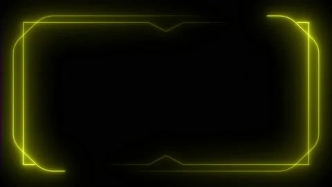 Yellow neon frame lighting on black background. 4K 60Fps Stock Footage 220046590