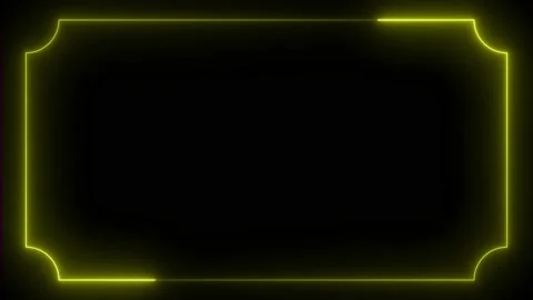 Yellow neon frame lighting on black background. 4K 60Fps Stock Footage 220046591