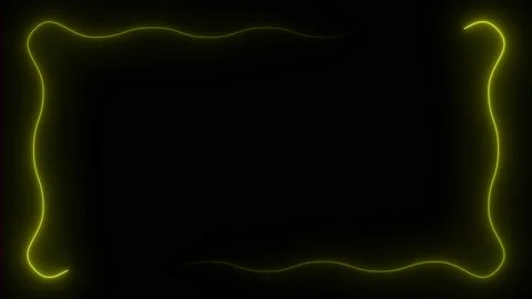 Yellow neon frame lighting on black background. 4K 60Fps Stock Footage 220046628