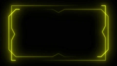 Yellow neon frame lighting on black background. 4K 60Fps Stock Footage 220046629