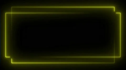 Yellow neon frame lighting on black background. 4K 60Fps Stock Footage 220046630