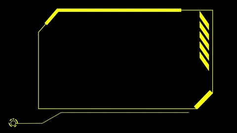 Yellow neon geometric frame with abstract elements on black background. Yel.. Stock Footage 337364031
