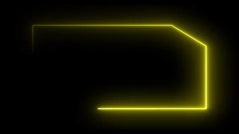 Yellow Neon Geometric Frame Abstract Background Glowing Lines Dark Backdrop.. Stock Footage 337958872