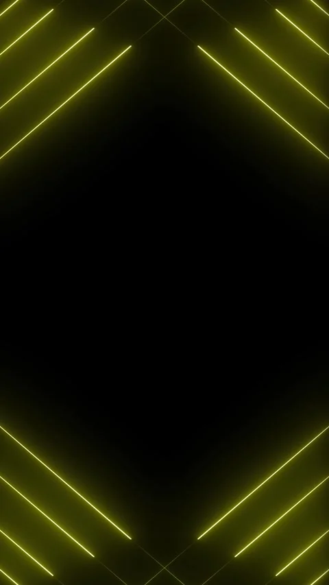 Yellow Neon Geometric Frame with animated Black Center light border Stock Footage 344858782