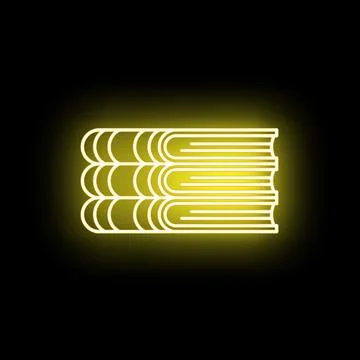 Yellow neon glowing book stack symbol learning イラスト素材