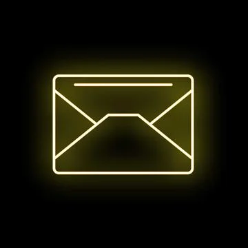 Yellow neon glowing email envelope mail icon Stock Illustration