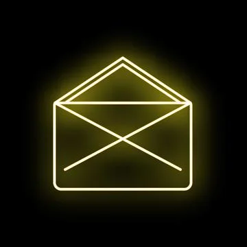Yellow neon glowing envelope mail message icon Stock Illustration